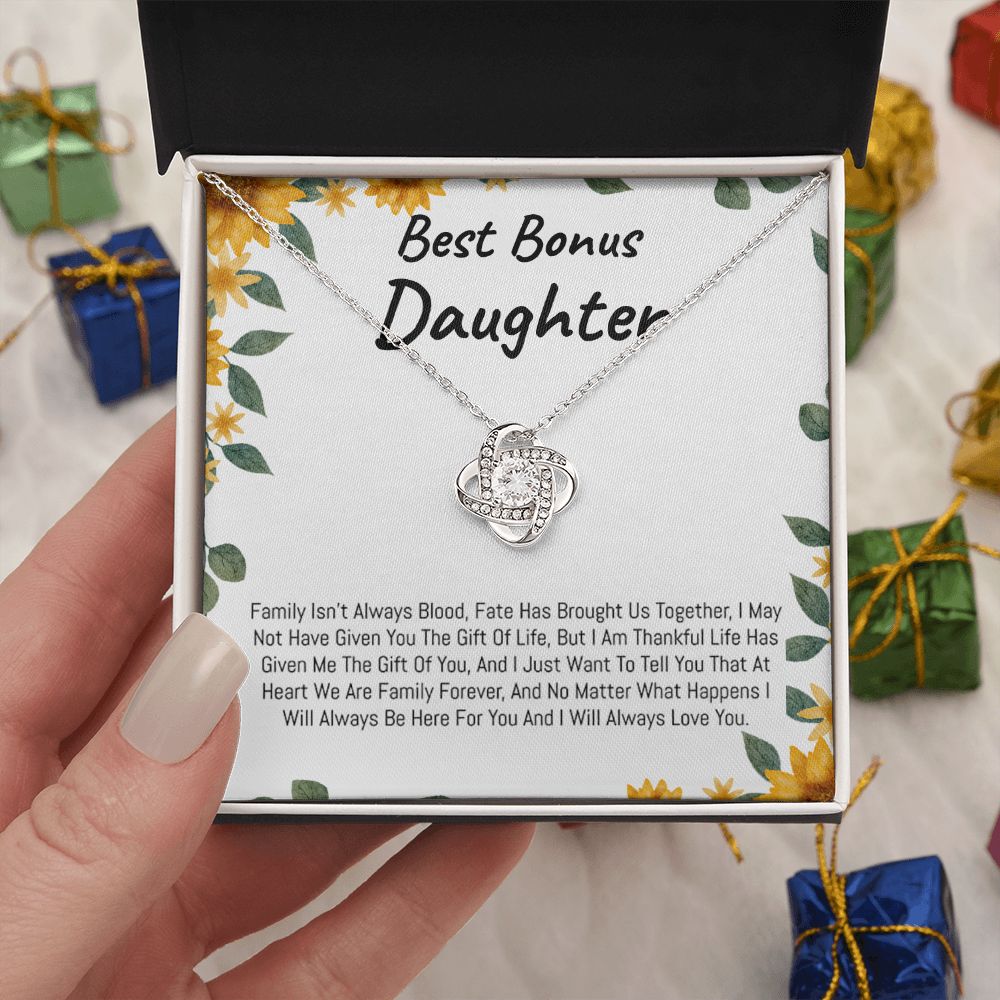 Best Bonus Daughter|| Love Knot Necklace.